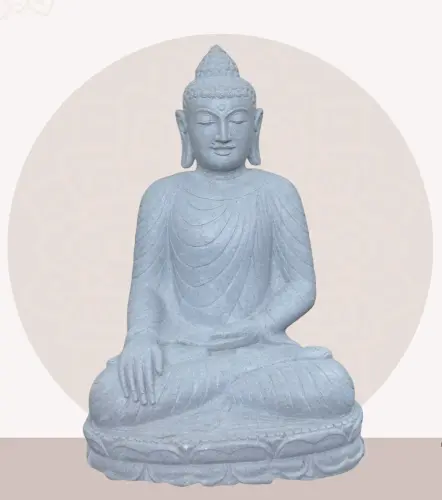 Product image of the product “Seated Buddha made of Riverstone in Bhumisparsha - gesture of touching the earth. 83cm height. ”